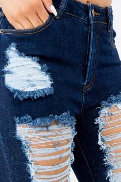 LOVE MODA High Waist Frayed Flare Jeans