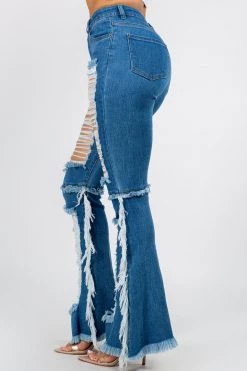 LOVE MODA CURVY High Waist Frayed Flare Jeans - Plus Size