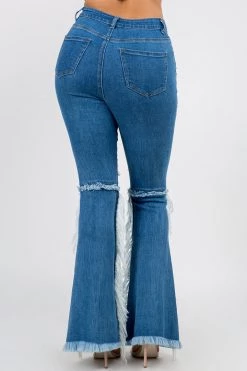 LOVE MODA CURVY High Waist Frayed Flare Jeans - Plus Size