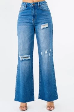 LOVE MODA JEANS High Waist Wide Leg Denim Bell Bottom Pants