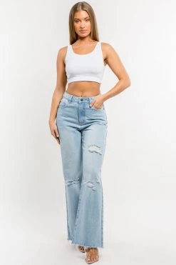 LOVE MODA JEANS High Waist Wide Leg Denim Bell Bottom Pants