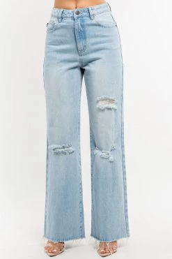 LOVE MODA JEANS High Waist Wide Leg Denim Bell Bottom Pants