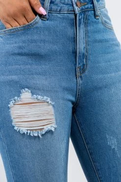 LOVE MODA High Waist Fringed Flare Jeans