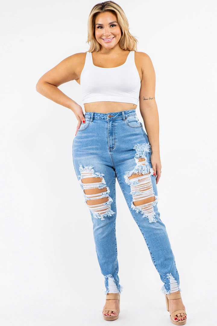 LOVE MODA High Rise Distressed Skinny Jeans - Plus Size 5 LOVE MODA High Rise Distressed Skinny Jeans - Plus Size