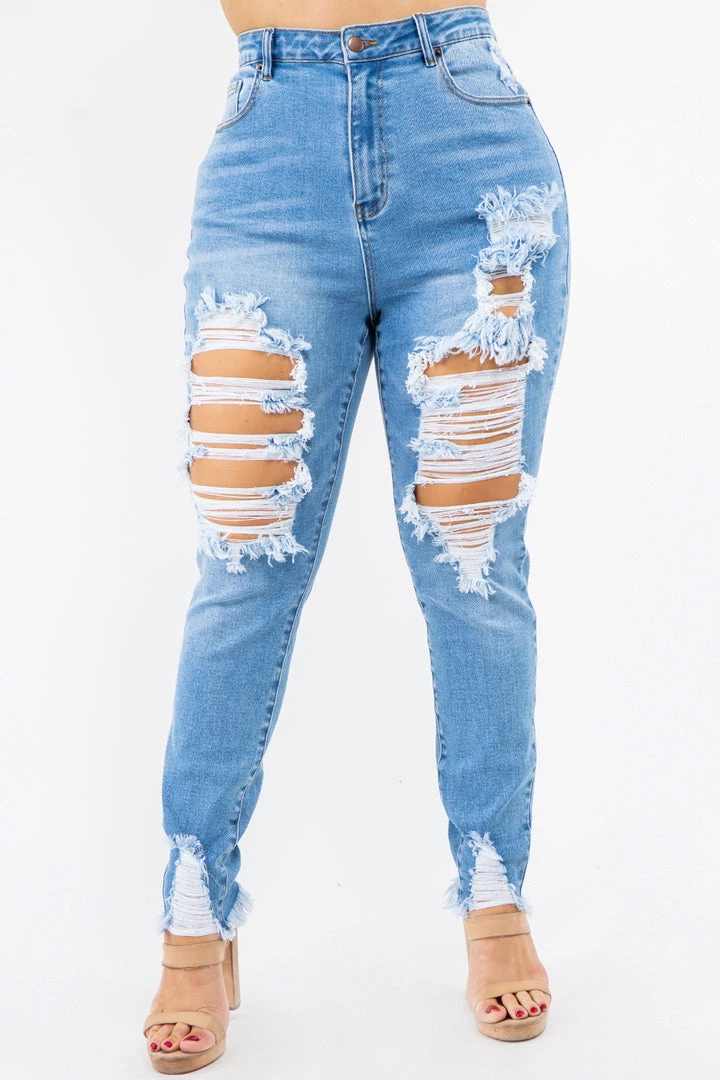 LOVE MODA High Rise Distressed Skinny Jeans - Plus Size 6 LOVE MODA High Rise Distressed Skinny Jeans - Plus Size