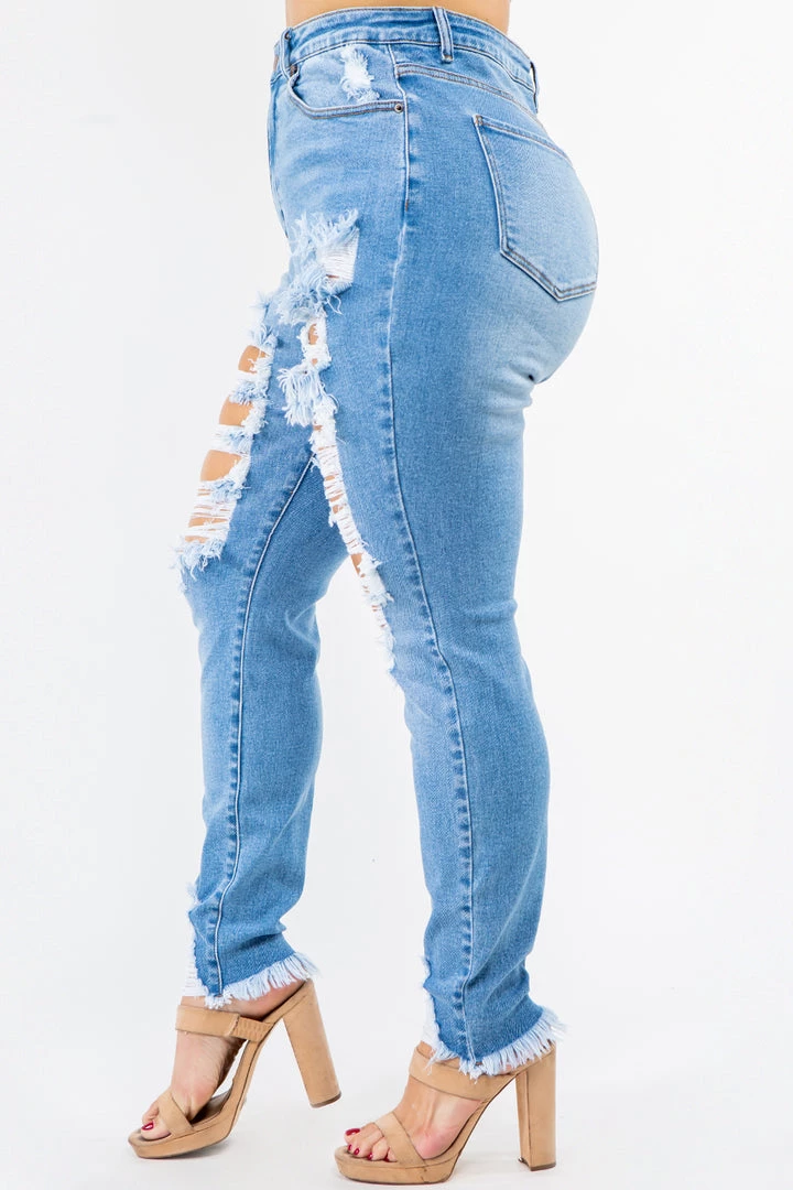 LOVE MODA High Rise Distressed Skinny Jeans - Plus Size 7 LOVE MODA High Rise Distressed Skinny Jeans - Plus Size