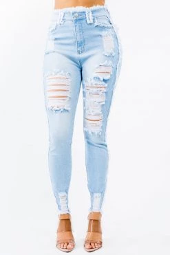 LOVE MODA High Rise Distressed Stretch Skinny Jeans - Plus Size CURVY