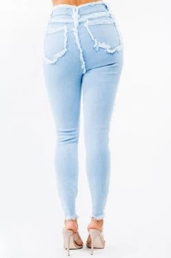 LOVE MODA High Rise Distressed Stretch Skinny Jeans - Plus Size CURVY