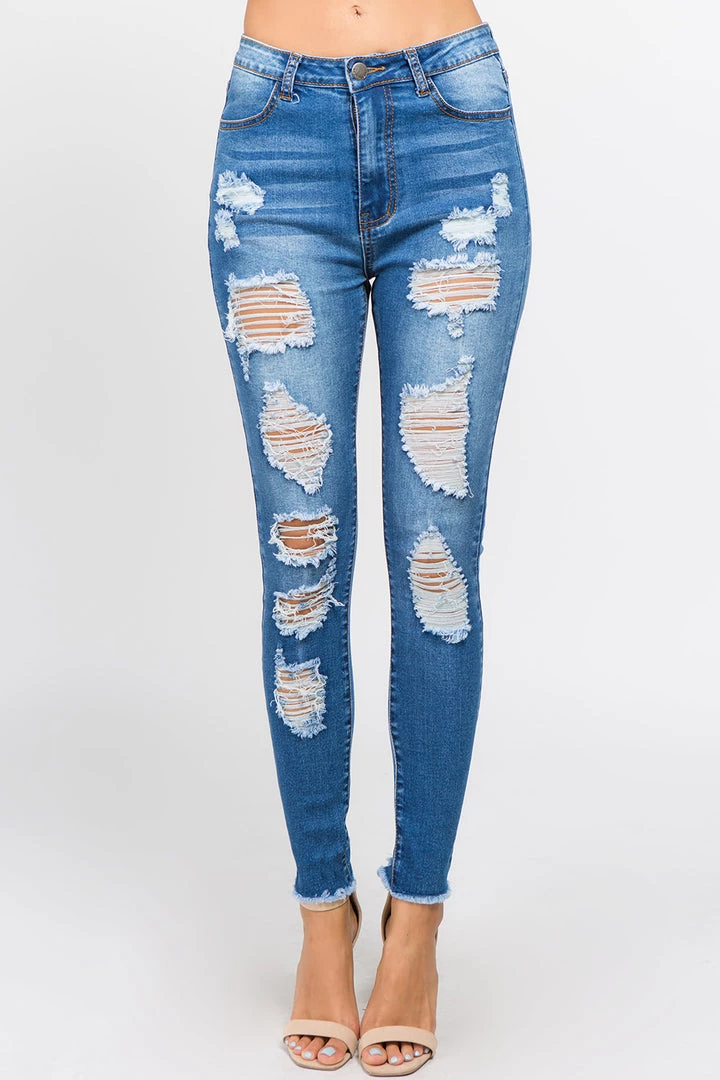 LOVE MODA High Rise Distressed Denim Skinny Jeans 5 LOVE MODA High Rise Distressed Denim Skinny Jeans
