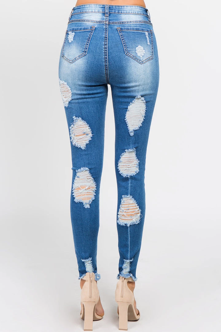 LOVE MODA High Rise Distressed Denim Skinny Jeans 7 LOVE MODA High Rise Distressed Denim Skinny Jeans
