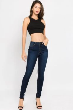 LOVE MODA High Waist Denim Stretch Basic Skinny Jeans