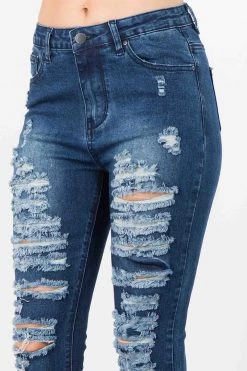 LOVE MODA Destroyed Denim Skinny Jeans