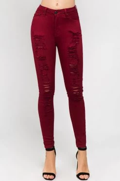Love Moda High Waist Distressed Skinny Pants