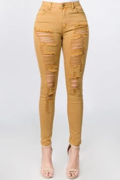 Love Moda High Waist Distressed Skinny Pants
