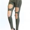 LOVE MODA High Waist Destroyed Denim Skinny Jeans