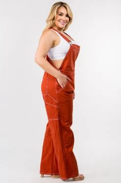 LOVE MODA Straight Leg Basic Denim Overalls - Plus Size