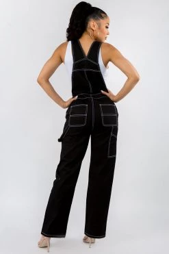 LOVE MODA Straight Leg Basic Denim Overalls