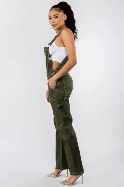 LOVE MODA Straight Leg Basic Denim Overalls