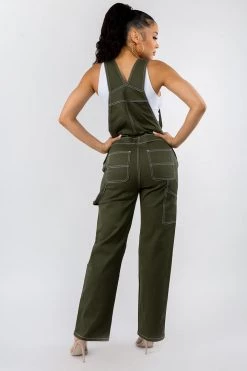 LOVE MODA Straight Leg Basic Denim Overalls