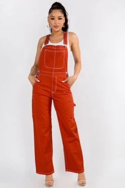 LOVE MODA Straight Leg Basic Denim Overalls