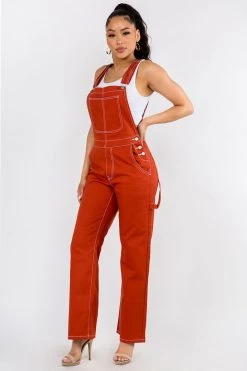 LOVE MODA Straight Leg Basic Denim Overalls