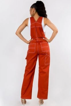 LOVE MODA Straight Leg Basic Denim Overalls