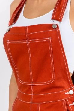 LOVE MODA Straight Leg Basic Denim Overalls