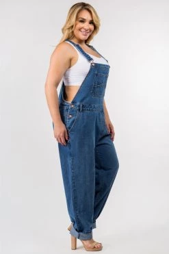 LOVE MODA Relaxed Denim Overalls - Plus Size