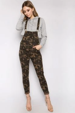 LOVE MODA BEST SELLERS Solid Color Skinny Overalls