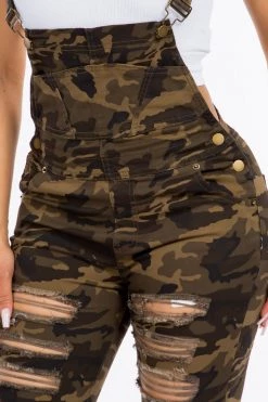 LOVE MODA Destroyed Stretch Overalls