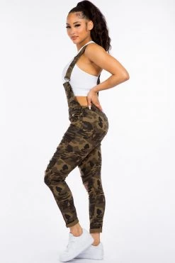 LOVE MODA Destroyed Stretch Overalls