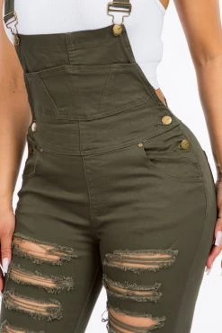 LOVE MODA Destroyed Stretch Overalls