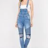 Lovemoda Moto Destroyed Stretch Overall With Zipper
