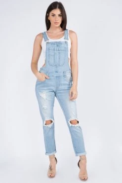 LOVE MODA Distressed Light Blue Skinny Overalls 9 LOVE MODA Distressed Light Blue Skinny Overalls