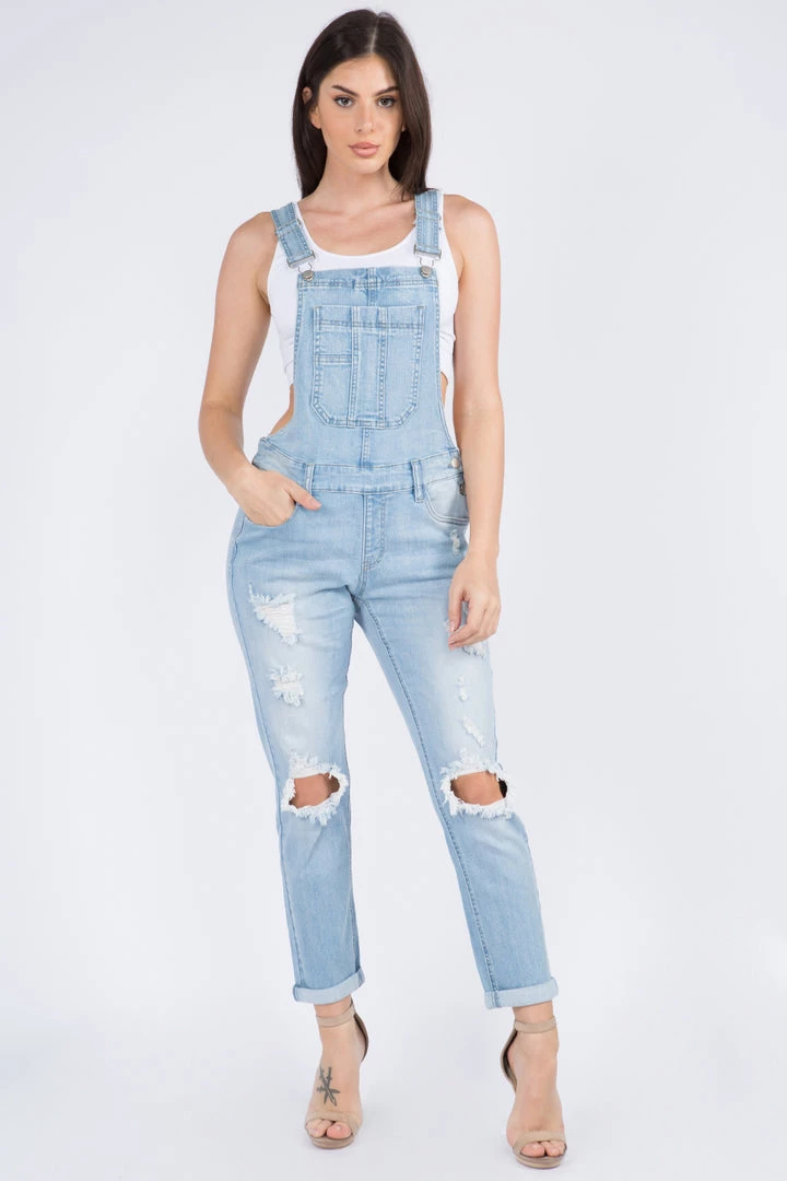 LOVE MODA Distressed Light Blue Skinny Overalls 5 LOVE MODA Distressed Light Blue Skinny Overalls