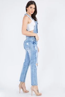 LOVE MODA Light Wash Distressed Denim Overalls 9 LOVE MODA Light Wash Distressed Denim Overalls