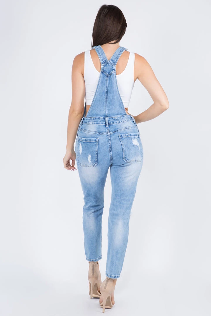 LOVE MODA Light Wash Distressed Denim Overalls 6 LOVE MODA Light Wash Distressed Denim Overalls