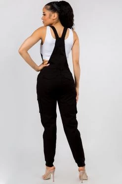 LOVE MODA Relaxed Full Length Cargo Overalls W/ Drawstring Waist BEST SELLERS