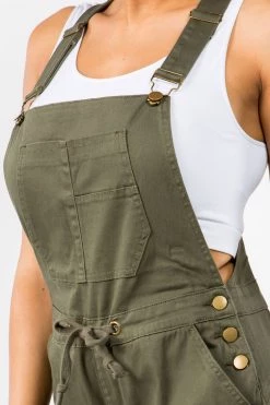 LOVE MODA Relaxed Full Length Cargo Overalls W/ Drawstring Waist BEST SELLERS
