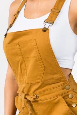 LOVE MODA Relaxed Full Length Cargo Overalls W/ Drawstring Waist - Plus Size
