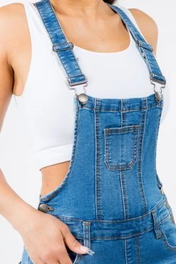 LOVE MODA Knee Slit Stretch Overalls