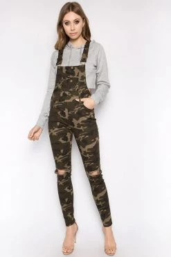 LOVE MODA Button Up Knee Slit Overalls BEST SELLERS