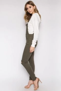 LOVE MODA Button Up Knee Slit Overalls BEST SELLERS