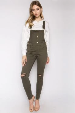 LOVE MODA Button Up Knee Slit Overalls BEST SELLERS