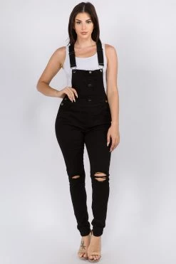 LOVE MODA Button Up Knee Slit Overalls BEST SELLERS