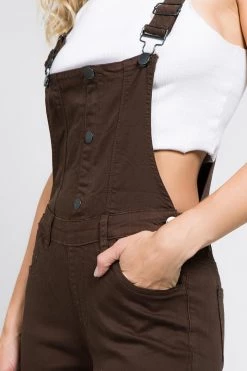 LOVE MODA Button Up Knee Slit Overalls BEST SELLERS