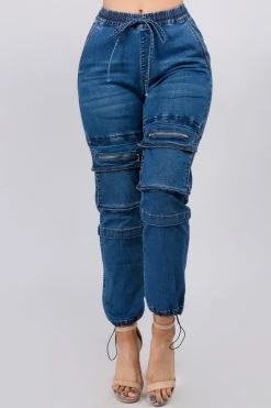 Love Moda BOTTOMS High Waist Denim Joggers With Utility Pockets 14 Love Moda BOTTOMS High Waist Denim Joggers With Utility Pockets