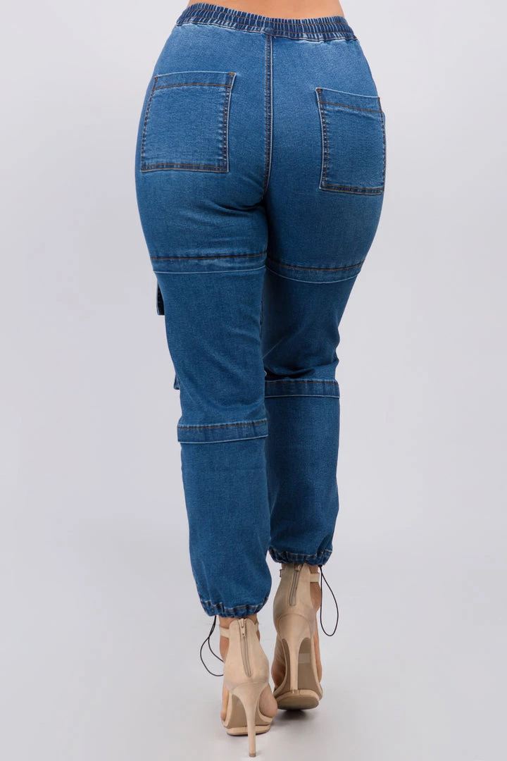 Love Moda BOTTOMS High Waist Denim Joggers With Utility Pockets 7 Love Moda BOTTOMS High Waist Denim Joggers With Utility Pockets