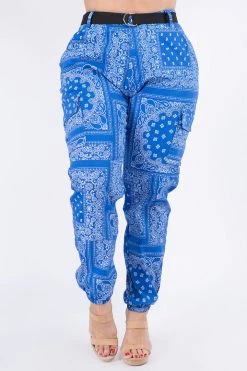 LOVE MODA High Waist Bandana Pattern Joggers - Plus Size