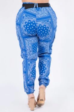 LOVE MODA High Waist Bandana Pattern Joggers - Plus Size